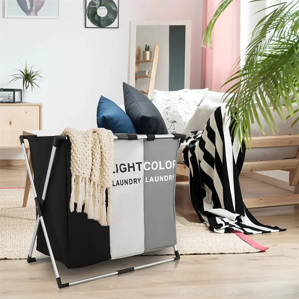 Large Waterproof Foldable Laundry Basket - 1-3 Grids Dirty Clothes Organizer, Two Sizes Available