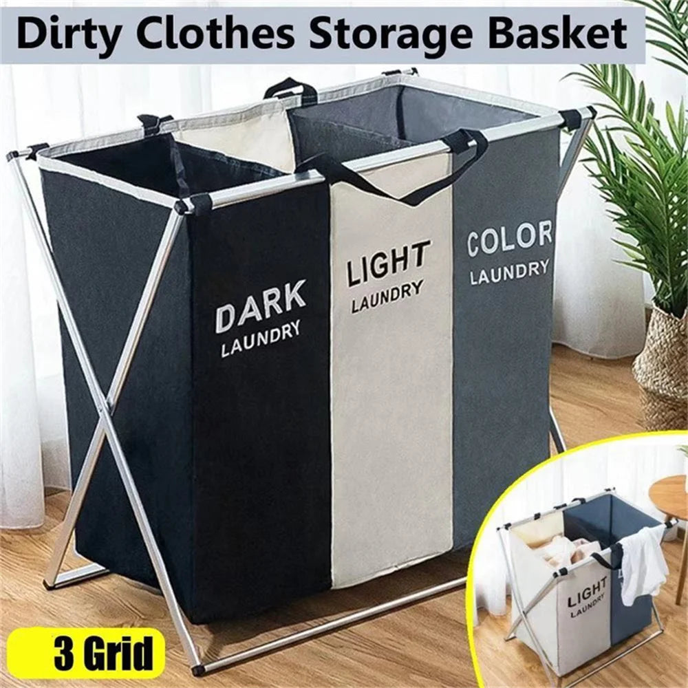 Large Waterproof Foldable Laundry Basket - 1-3 Grids Dirty Clothes Organizer, Two Sizes Available
